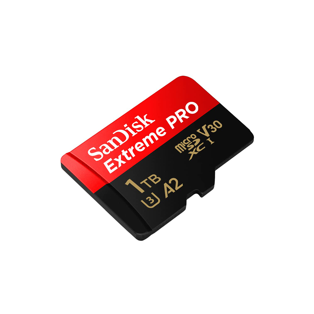 سانديسك اكستريم برو 1 تيرابايت microSDXC UHS-I، V30، قراءة 200 ميجابايت/ثانية، كتابة 140 ميجابايت/ثانية، بطاقة ذاكرة سانديسك اكستريم برو 1 تيرابايت microSDXC UHS-I، V30، قراءة 200 ميجابايت/ثانية، كتابة 140 ميجابايت/ثانية، بطاقة ذاكرة